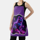 Purple Neon Siamese Cat With Blue Eyes & Starburst エプロン (インサイチュ)