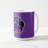 Purple Neon Siamese Cat With Blue Eyes & Starburst コーヒーマグカップ (正面右)