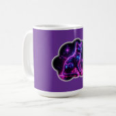 Purple Neon Siamese Cat With Blue Eyes & Starburst コーヒーマグカップ (正面左)