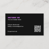 Purple Neon & Smoke Tattoo Artist QR Code 名刺 (裏面)