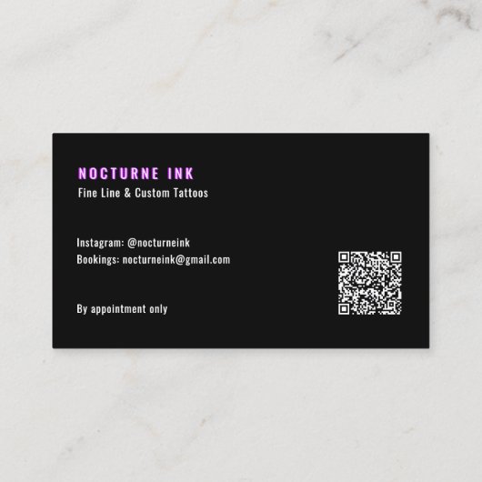 Purple Neon & Smoke Tattoo Artist QR Code 名刺 (裏面)