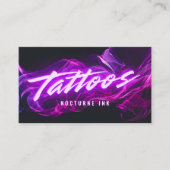 Purple Neon & Smoke Tattoo Artist QR Code 名刺 (正面)