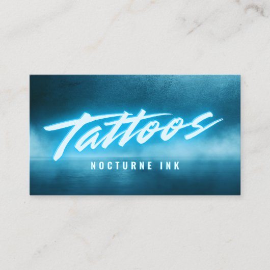 Purple Neon & Smoke Tattoo Artist QR Code 名刺 (正面)