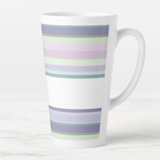 Purple, Neptune, sea green, and Lavender stripes カフェラテマグ (右)