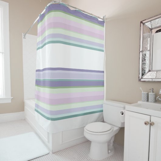 Purple, Neptune, sea green, and Lavender stripes シャワーカーテン (インサイチュ)