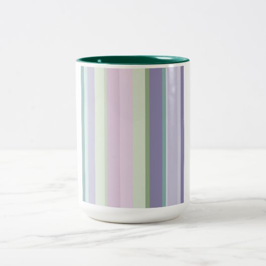 Purple, Neptune, sea green, and Lavender stripes ツートーンマグカップ (中央)