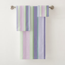 Purple, Neptune, sea green, and Lavender stripes バスタオルセット