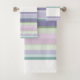 Purple, Neptune, sea green, and Lavender stripes バスタオルセット