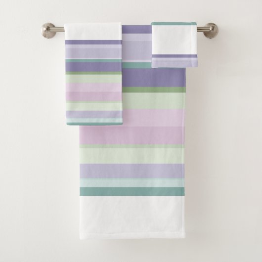 Purple, Neptune, sea green, and Lavender stripes バスタオルセット (インサイチュ)