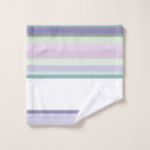 Purple, Neptune, sea green, and Lavender stripes バスタオルセット (ウォッシュタオル)