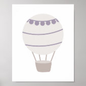 Purple Neutral Hot Air Balloon Nursery Poster ポスター (正面)