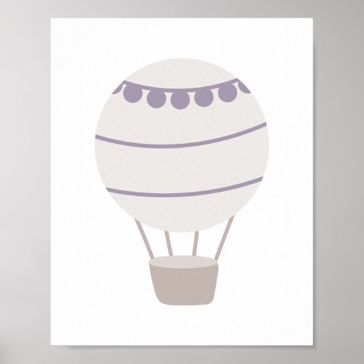 Purple Neutral Hot Air Balloon Nursery Poster ポスター (正面)