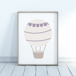 Purple Neutral Hot Air Balloon Nursery Poster ポスター