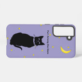 Purple Night Sky Cat Samsung Galaxy Phone Case     Galaxyケース (裏面横)
