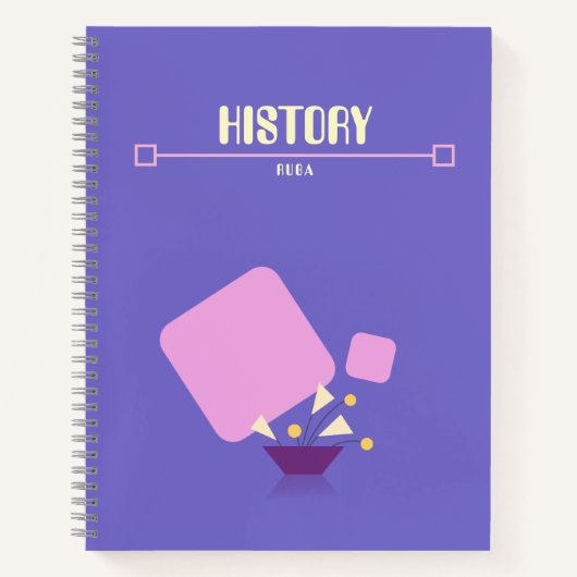 Purple Notebook with yellow geometric flowers ノートブック (正面)