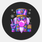 Purple Nutcracker Blowing Bubble Gum Cute Christma ラウンドシール (正面)