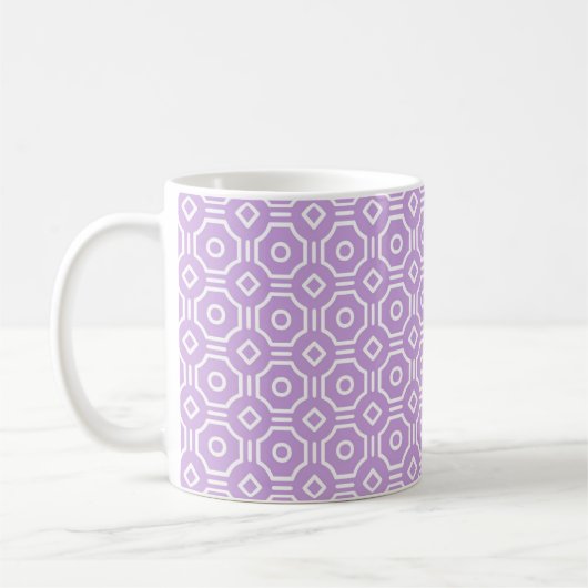 Purple Octagonal Checkered Mug コーヒーマグカップ (左)