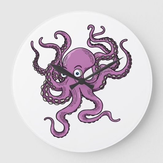 Purple Octopus ラージ壁時計 (正面)