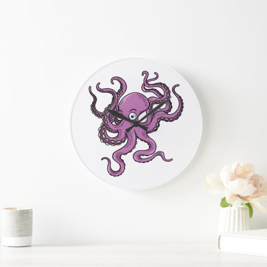 Purple Octopus ラージ壁時計 (ホーム)
