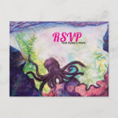 Purple Octopus Reef Illustrated Invitation ポストカード (裏面)