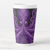 Purple Octopus Victorian Steampunk Kraken  カフェラテマグ (正面)