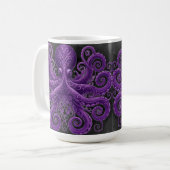 Purple Octopus Victorian Steampunk Kraken  コーヒーマグカップ (正面左)