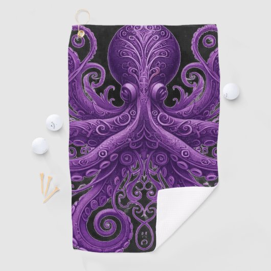 Purple Octopus Victorian Steampunk Kraken  ゴルフタオル (インサイチュ)