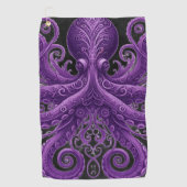 Purple Octopus Victorian Steampunk Kraken  ゴルフタオル (正面)