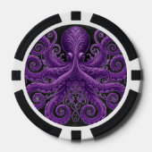 Purple Octopus Victorian Steampunk Kraken  ポーカーチップ (正面)