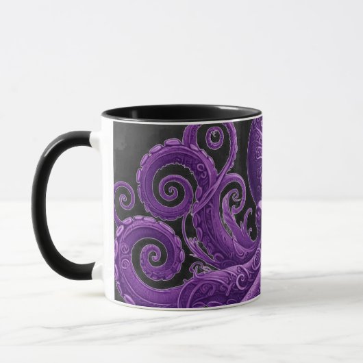 Purple Octopus Victorian Steampunk Kraken  マグカップ (左)