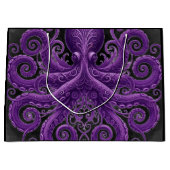 Purple Octopus Victorian Steampunk Kraken  ラージペーパーバッグ (正面)