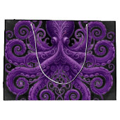 Purple Octopus Victorian Steampunk Kraken  ラージペーパーバッグ (裏面)