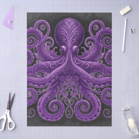 Purple Octopus Victorian Steampunk Kraken 薄葉紙 (クラフト)