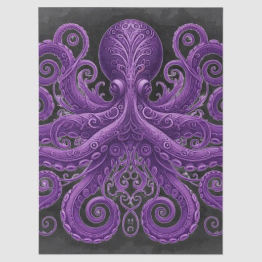 Purple Octopus Victorian Steampunk Kraken  薄葉紙 (正面)