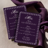 Purple Old Money Wedding Menu Card 招待状