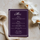 Purple Old Money Wedding Menu Card 招待状