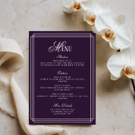 Purple Old Money Wedding Menu Card 招待状