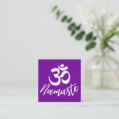 Purple Om(オウム)ハイndu瞑想シンボル スクエア名刺 (スタンド正面)