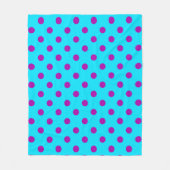 Purple On Blue Polka Dots Pattern Design フリースブランケット (正面)