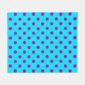 Purple On Blue Polka Dots Pattern Design フリースブランケット (正面(横))