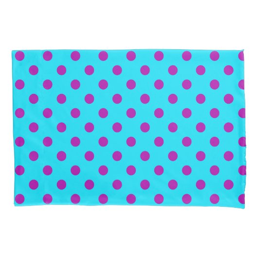 Purple On Blue Polka Dots Pattern Design 枕カバー (正面)