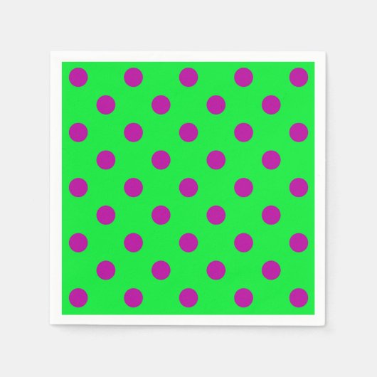 Purple On Green Polka Dots Pattern Design  スタンダードカクテルナプキン (正面)