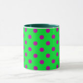 Purple On Green Polka Dots Pattern Design マグカップ (中央)