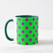 Purple On Green Polka Dots Pattern Design マグカップ (左)