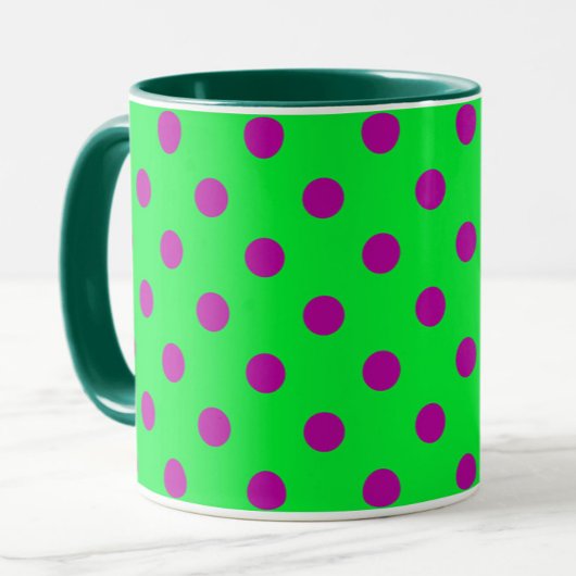 Purple On Green Polka Dots Pattern Design マグカップ
