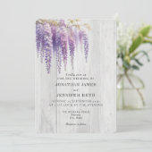 Purple on Wood Wisteria Floral Wedding Invitation 招待状 (スタンド正面)