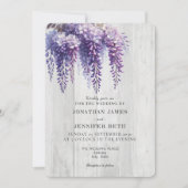 Purple on Wood Wisteria Floral Wedding Invitation 招待状 (正面)