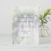 Purple on Wood Wisteria Floral Wedding Invitation 招待状 (スタンド正面)