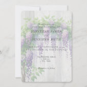 Purple on Wood Wisteria Floral Wedding Invitation 招待状 (正面)