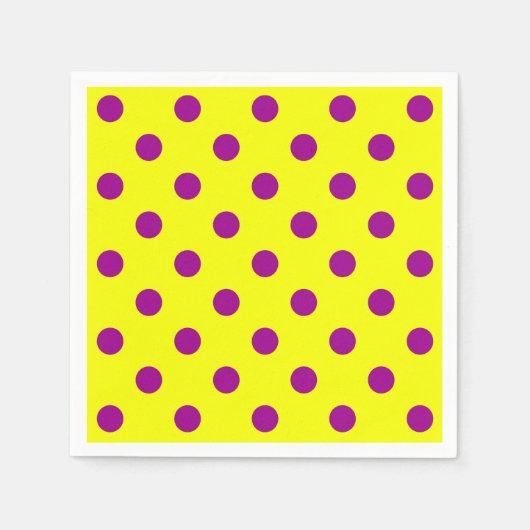 Purple On Yellow Polka Dots Pattern Design  スタンダードカクテルナプキン (正面)